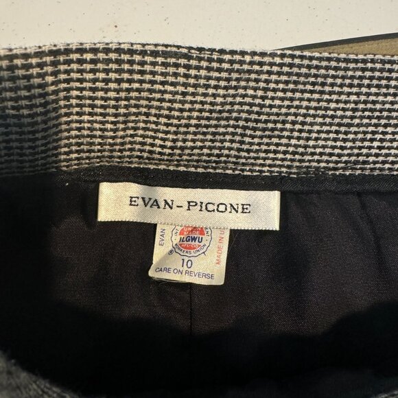 Vintage Evan Picone Houndstooth Skirt Suit Set Black Velvet Collar Womens 10 USA - Picture 11 of 14